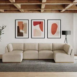 Henredon Murphy Fabric 6-piece Modular Sectional with Ottoman, Beige