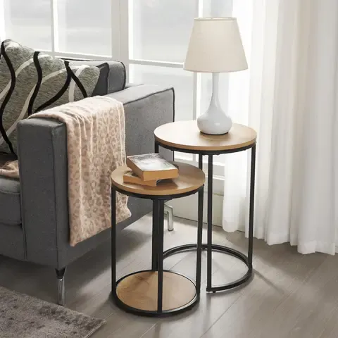 Mesa auxiliar Rio Natural y Negro 40x40x58 cm