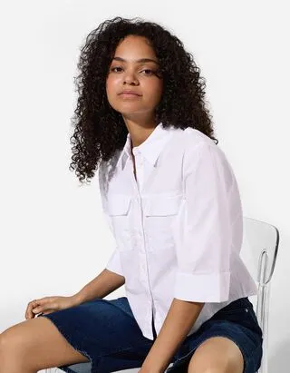 Camicia blusata - Cotone - bianco