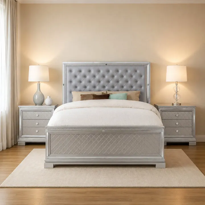 Belleterre Queen Bed with 2 Nightstands by Furniture of America - Gray