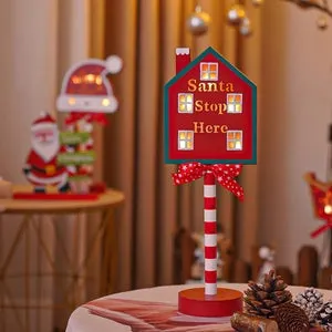 Decoración de Año Nuevo Decoración de Navidad 2025 Merry Christmas Letter Stop Wooden Panels Nightlight Navidad Christmas Gift Christmas Ornament