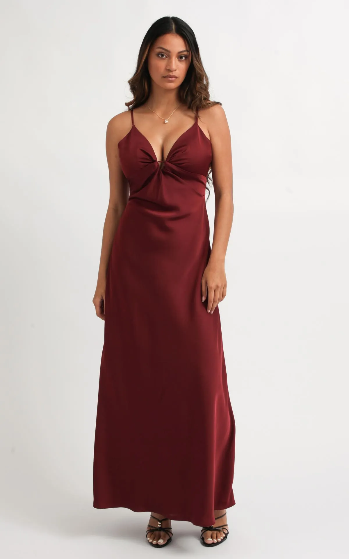 Satin Bias Keyhole Detail Gown