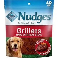 Blue Buffalo Nudges Grillers Steak Dog Treats, 10 oz | Real Steak First, Charred Texture, No Chicken By-Product, Corn, Wheat, or Soy