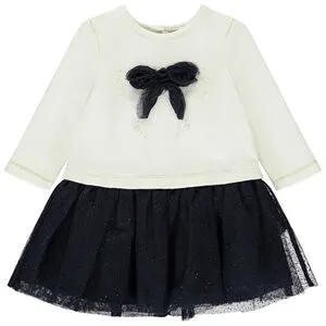 Robe de fête effet 2 en 1 bi-matière pour bébé fille