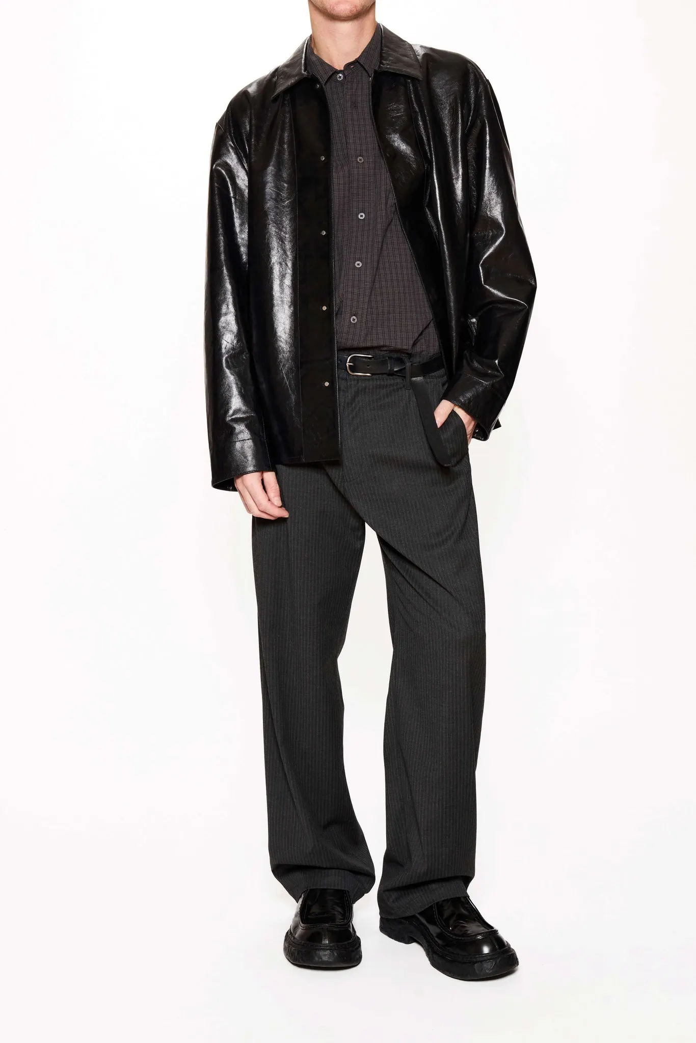 Relaxed Leather Overshirt