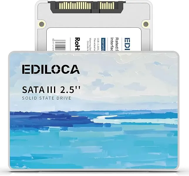 Ediloca 512GB SSD Internal Solid State Drive, 2.5" SATA III 6Gb/s, Up to 450MB/s Read Speed, 3D NAND Flash, Shock Drop-Proof for PC/Laptop/Desktop/NAS, Compatible with Windows/Mac/Linux (ES580E)