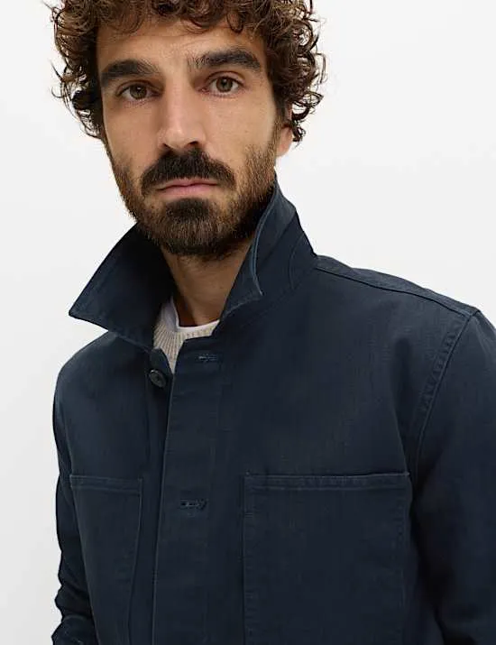 Pure Cotton Herringbone Overshirt​