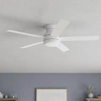 Armitage 42-in Matte Black Flush Mount Ceiling Fan With Light Chain