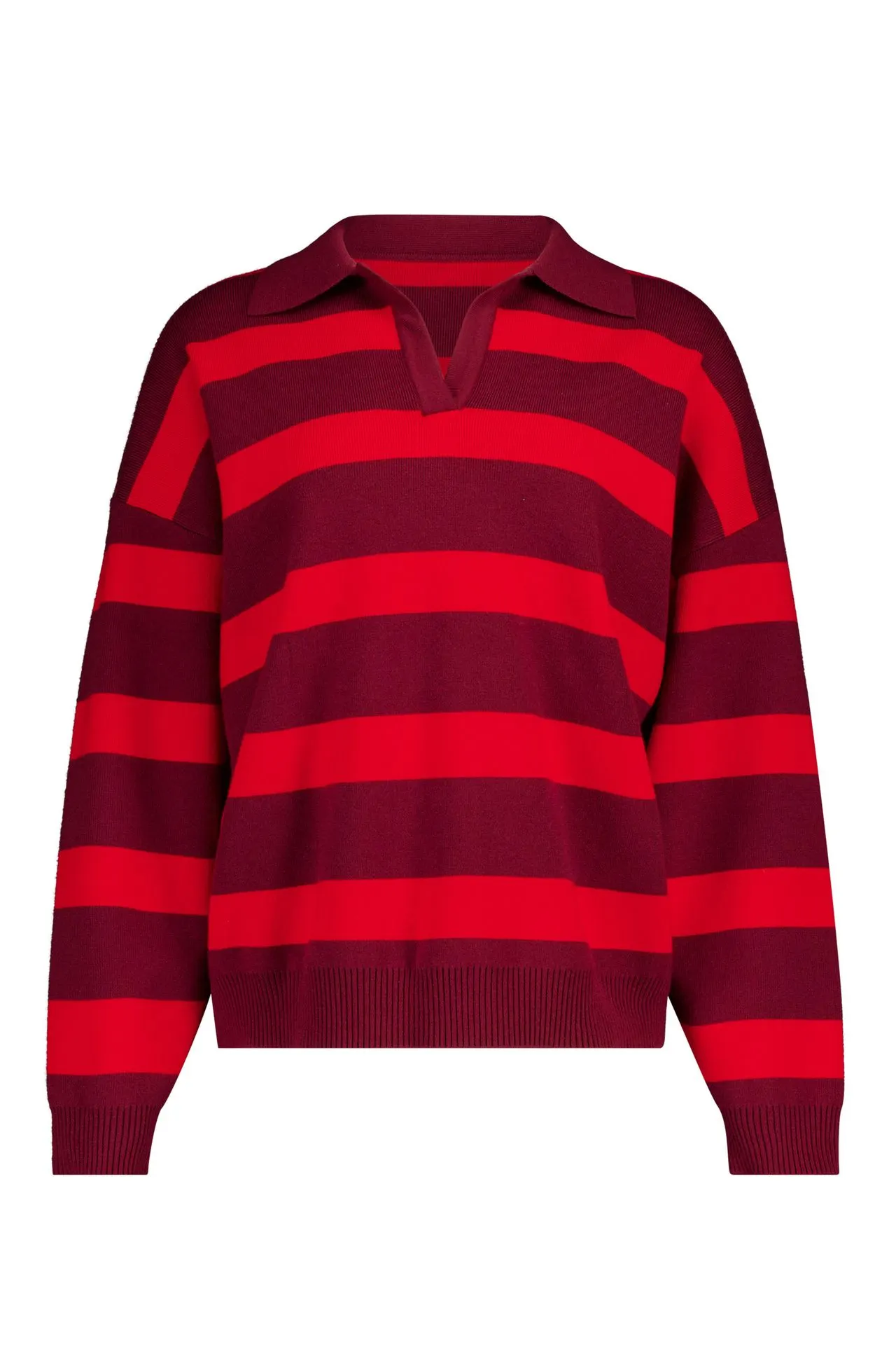 Rood/bordeaux gestreepte trui