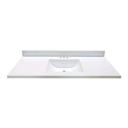 49 In. W x 22 In. D White Vanity Top with Wave Bowl