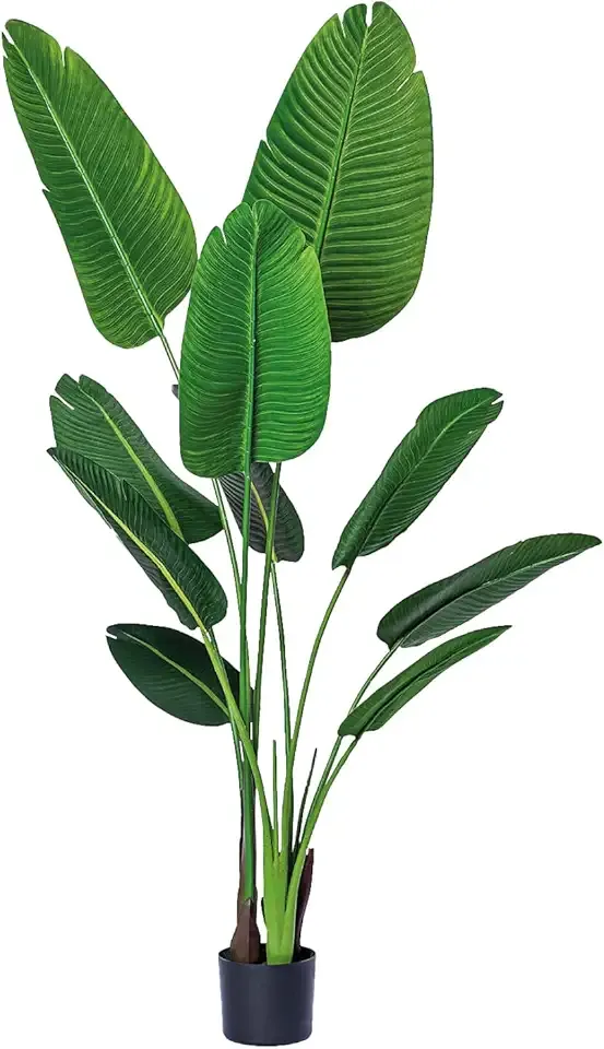 One 5 Foot Artificial Silk Bird of Paradise Palm Tree Potted Plant by Bagari