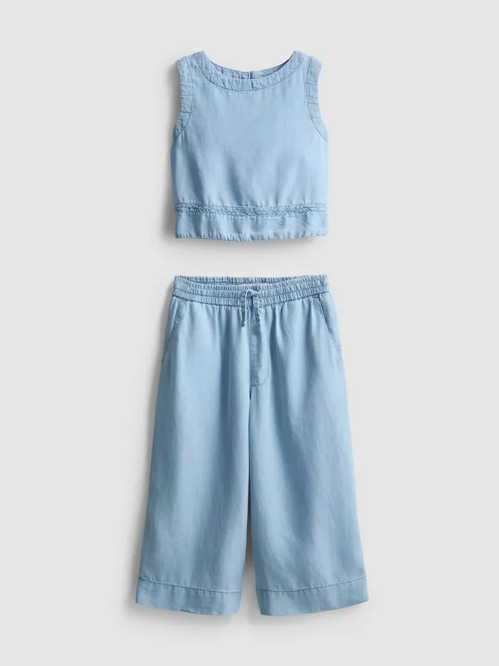 18 mois–8 ans | Haut et pantalon sans manches en chambray