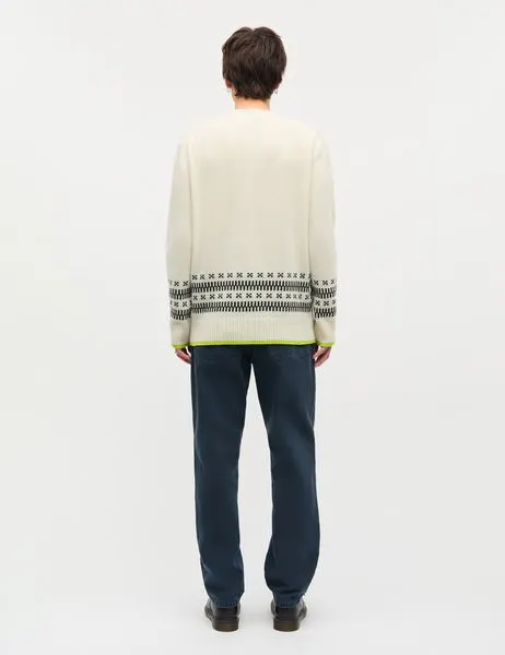 Lambswool Gustav Iceland Crew Knit Sweater Seedpearl