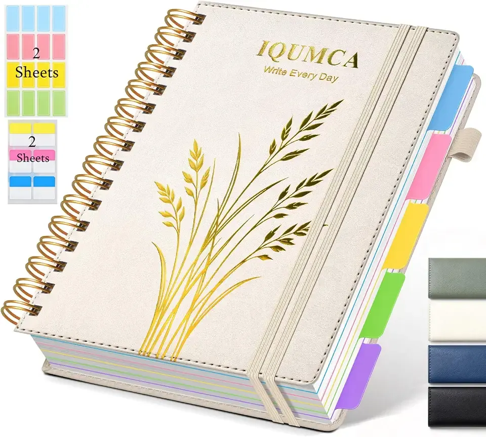 Spiral Notebook with Dividers 6.2"x8.5", 366 Pages Lined Journal, 5 Subject