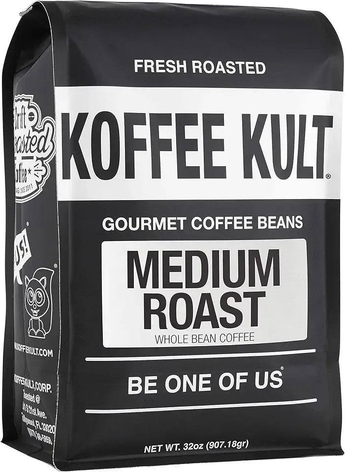 Koffee Kult Koffee Kult Medium Roast Smooth and Flavorful Medium Roast Coffee Beans- Perfect for a Relaxing Cup Anytime (Medium Roast, 32oz)