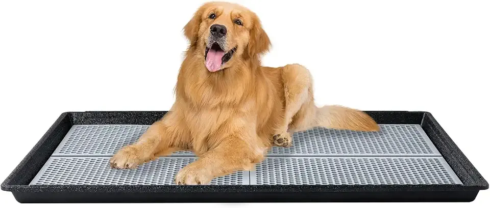 HQ4US Pee Pad Holder, Dog Potty Tray with Grate, Extra Large Litter Box | Puppy Pee Pad Holder Tray, Easy Clean Potty for Dogs Potty Training, Leak-Resistant Plastic Toilet Outdoor for Balcony