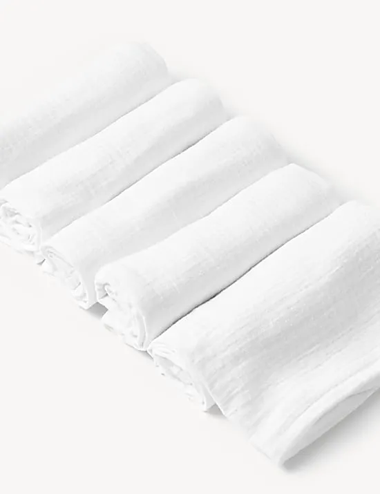 5 Pack Pure Cotton Muslin Squares