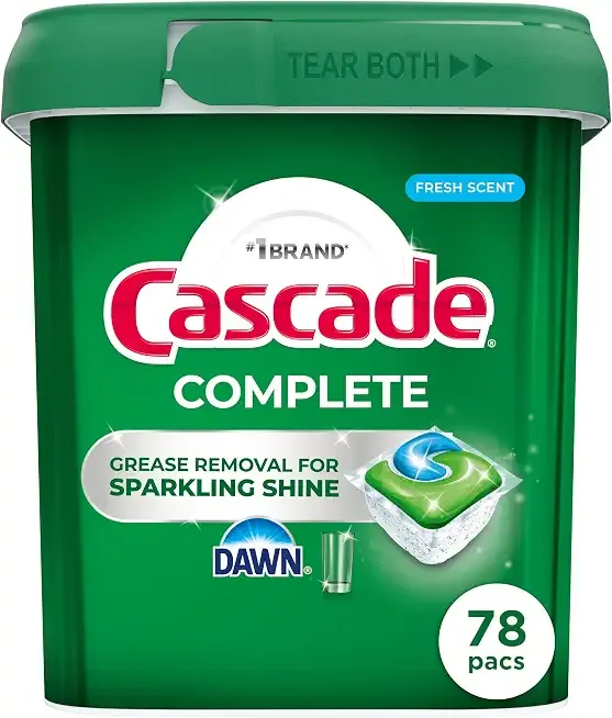 Cascade Complete Dishwasher Pods - Fresh Scent ActionPacs, Dishwasher Detergent, Dishwasher Soap, Detergent Pods, 78 Count