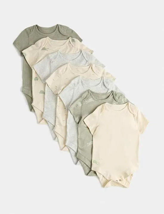 7er-Pack gemusterte Bodys mit Froschprint aus reiner Baumwolle (0–3 J.)