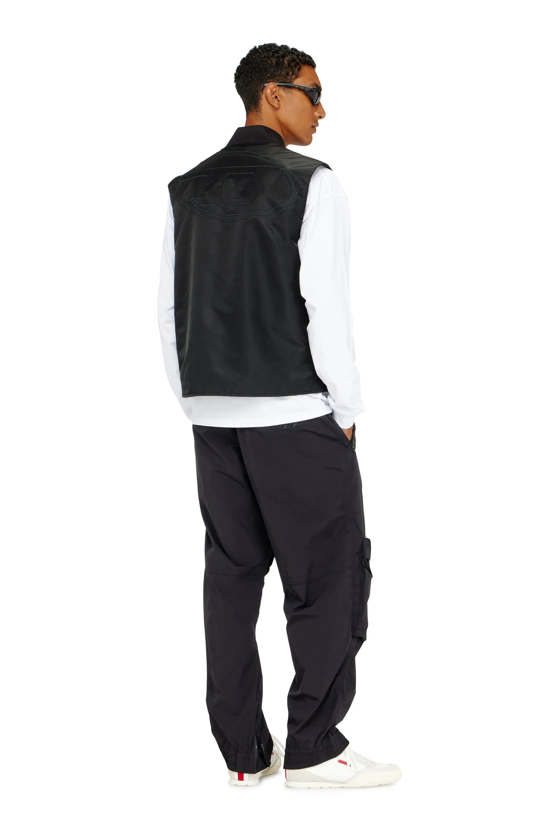 Padded satin vest with Oval D embroidery