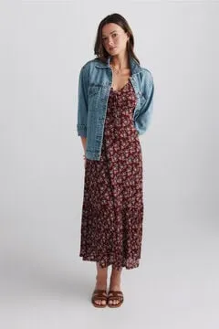 Vestido midi estampado cordón
