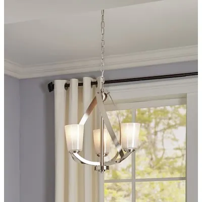 Layla 3 -Light Brushed Nickel Frosted glass Mixed material Chandelier