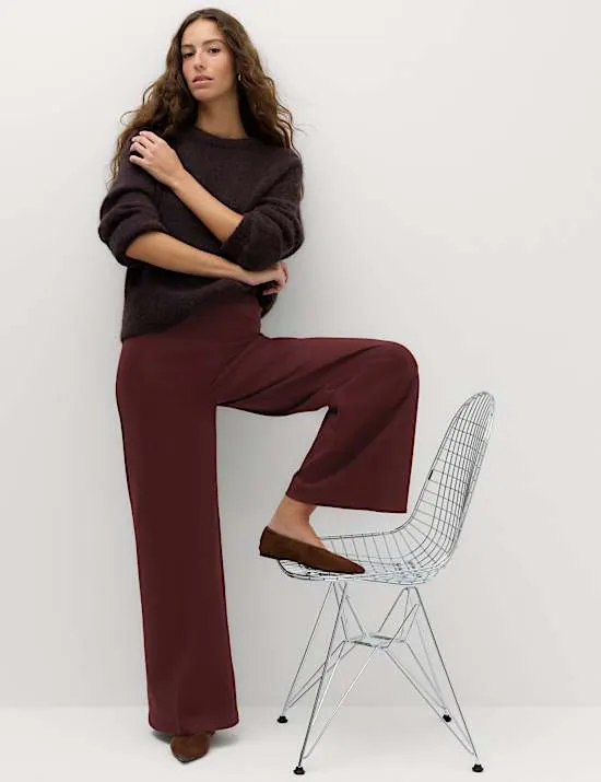 Jersey Wide Leg Trousers with Stretch