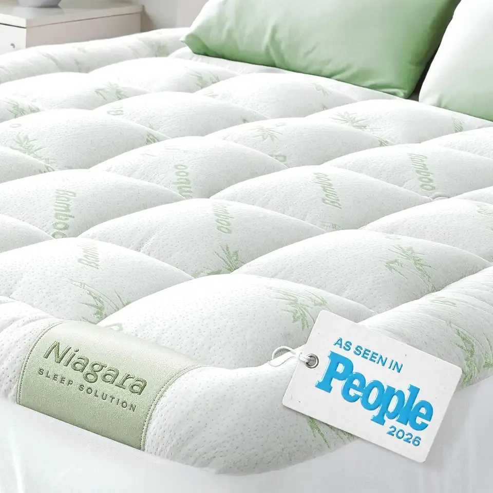 Niagara Sleep Solution Ultra Soft King Size Mattress Topper - Rayon Derived from Bamboo Pillow Top Mattress Pad for Back Pain Relief - Naturally Cooling for Hot Sleepers, Green
