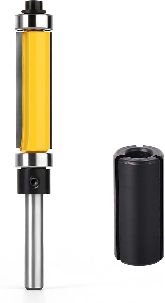 MEIGGTOOL 1-1/2 Inch Flush Trim Top and Bottom Bearing Router Bit 1/4-Inch Shank