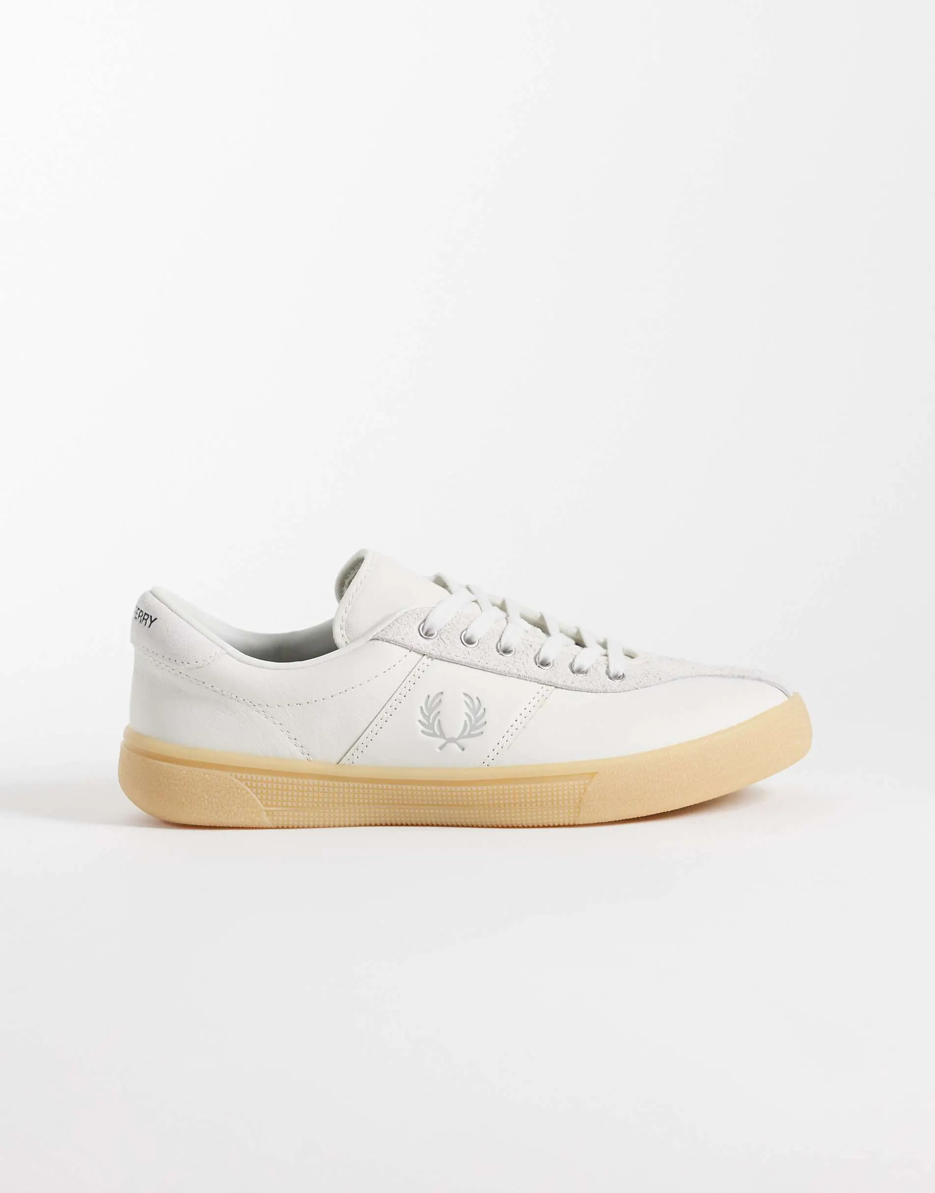 Fred Perry leather and suede tennis shoe in cream