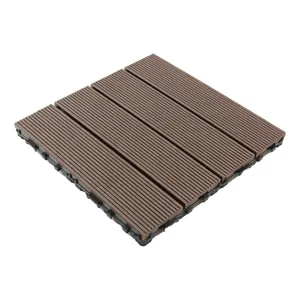 Piastrella d'appoggio a incastro da esterno in composito di legno e plastica (wpc) effetto legno pioppo marrone scuro L 30 x L 30 cm x Sp. 23 mm Renala