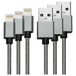 3 Pack Apple MFI Certified Braided Lightning to USB Cable (2m)
