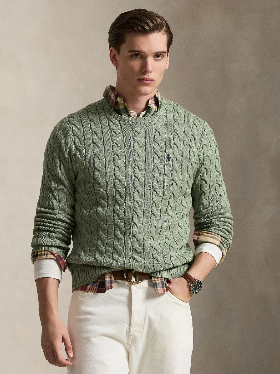 CABLE-KNIT COTTON SWEATER