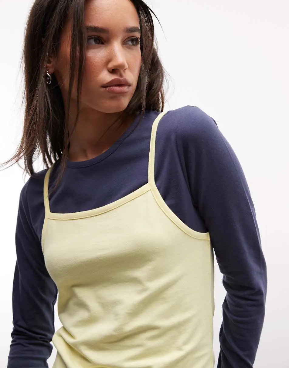 COLLUSION Double layer cami long sleeve tee