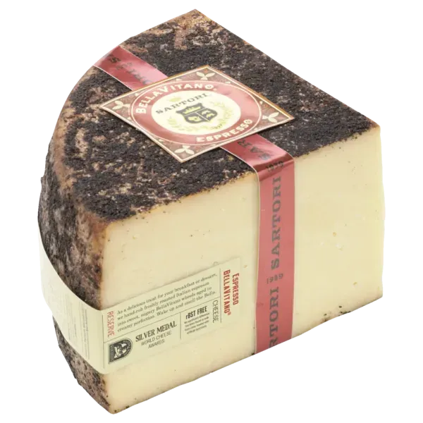 BellaVitano Espresso-Käse US Hartkäsezubereitung 45 % Fett i. Tr., mit gemahlenem Röstkaffee, würzig 12 Monate gereift 100 g