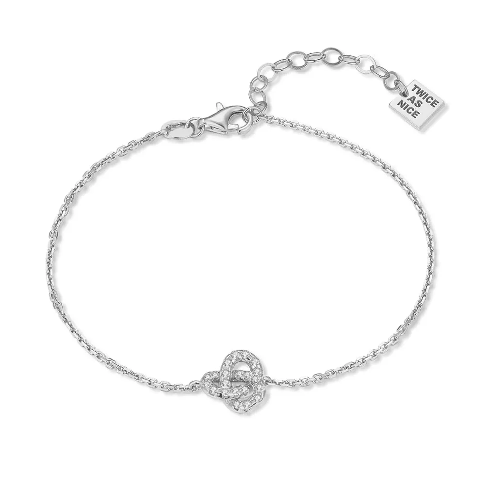 Armband in zilver, hartvormig met zirkonia