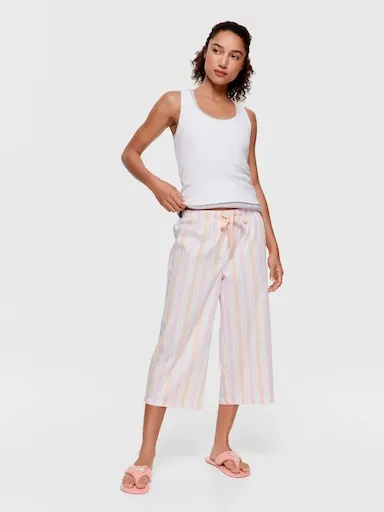Peach Stripe 100% Cotton 3/4 Pj Pant