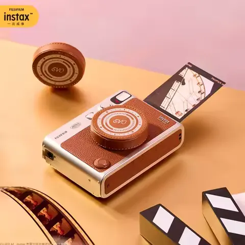 Black , Brown Bare Metal One Imaging Retro FUJIFILM Instax Mini EVO Instant Film Retro Camera For 3 Inches Photographic Paper﻿