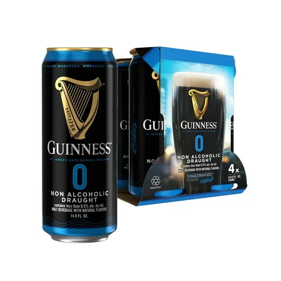 Guinness 0 Draught Non-Alcoholic Import Beer, 14.9 fl oz, 4 Pack Cans, less than 0.5% ABV $8.27 13.9 ¢/fl oz