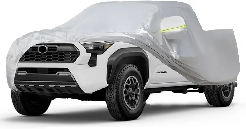 Favoto Truck Car Cover Waterproof - Custom Fit for Toyota Tacoma (2016-2026) All Weather for Automobiles Outdoor with Reflective Stripe Snow Sun Dust UV Protection Pickup Vehicle Cover