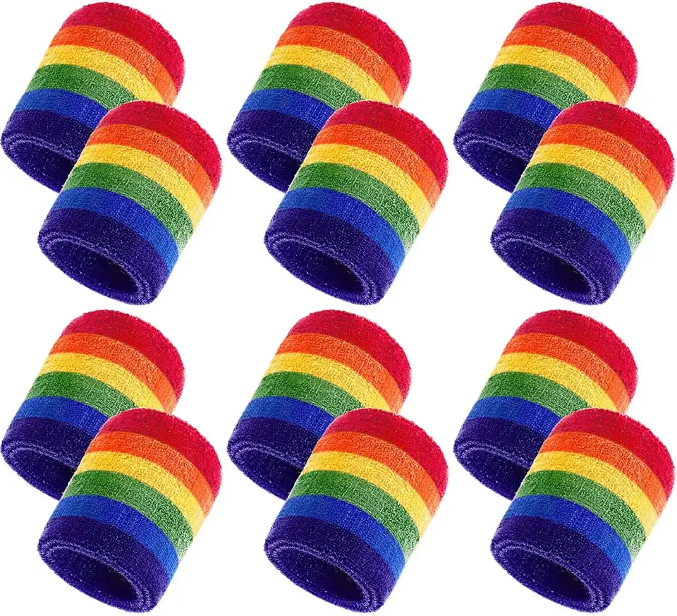 Bememo 12 Pcs Red Blue White Sweatbands for Kids 250th Anniversary Wristband Neon Sweat Wrist Band Competitions Absorbent Sweatbands for Sports Running Patriotic Parade