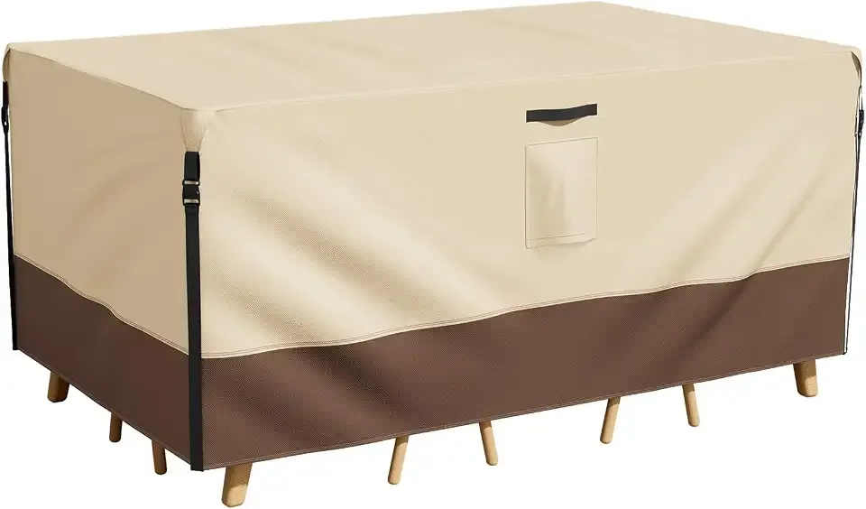 Smiry Waterproof Patio Furniture Cover 110L x 84W x 28H, Beige & Brown