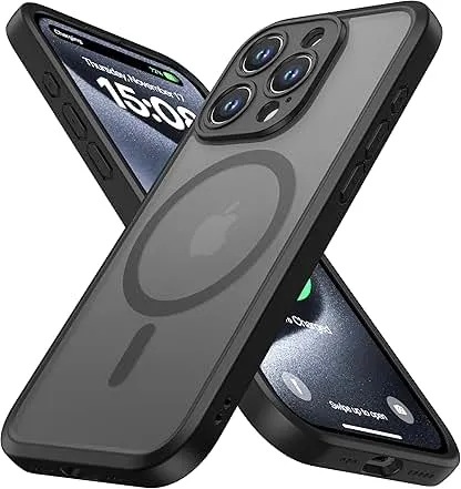 ImpactStrong Magnetic Guard Designed for iPhone 15 Pro Case [Camera Protection] [Military Grade Drop Tested] [Compatible with MagSafe] Slim Translucent Matte Phone Case (6.1") - Black ImpactStrong Magnetic Guard Designed for iPhone 15 Pro…