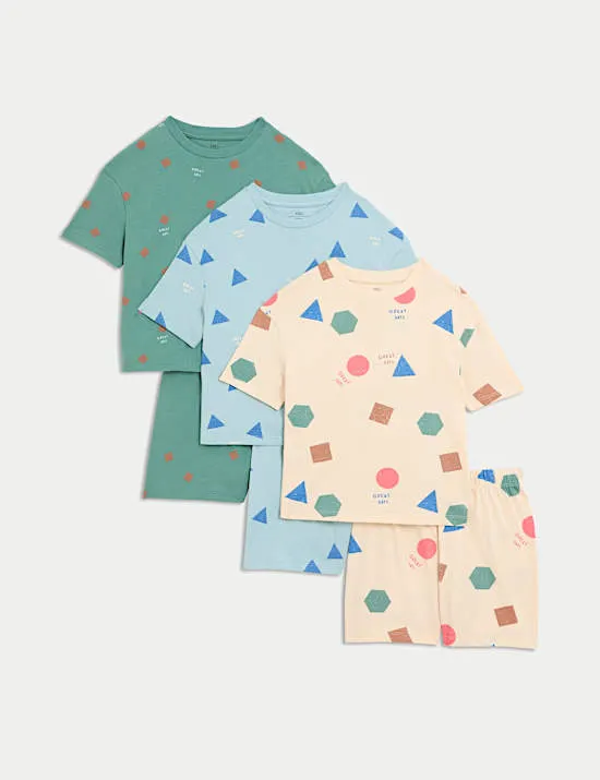3 Pack Cotton Rich Abstract Pyjamas (1-8 Yrs)
