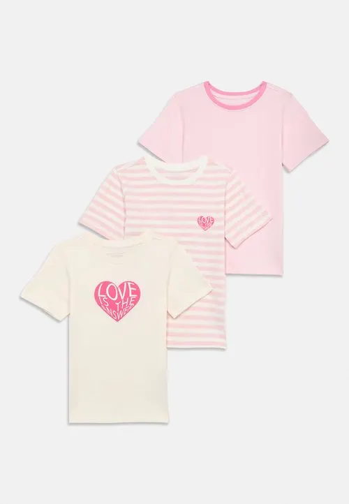 3 PACK - T-shirts med print - pink/white