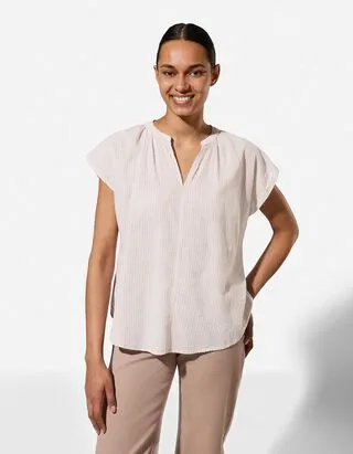 Maglia blusata - Righe - Tortora
