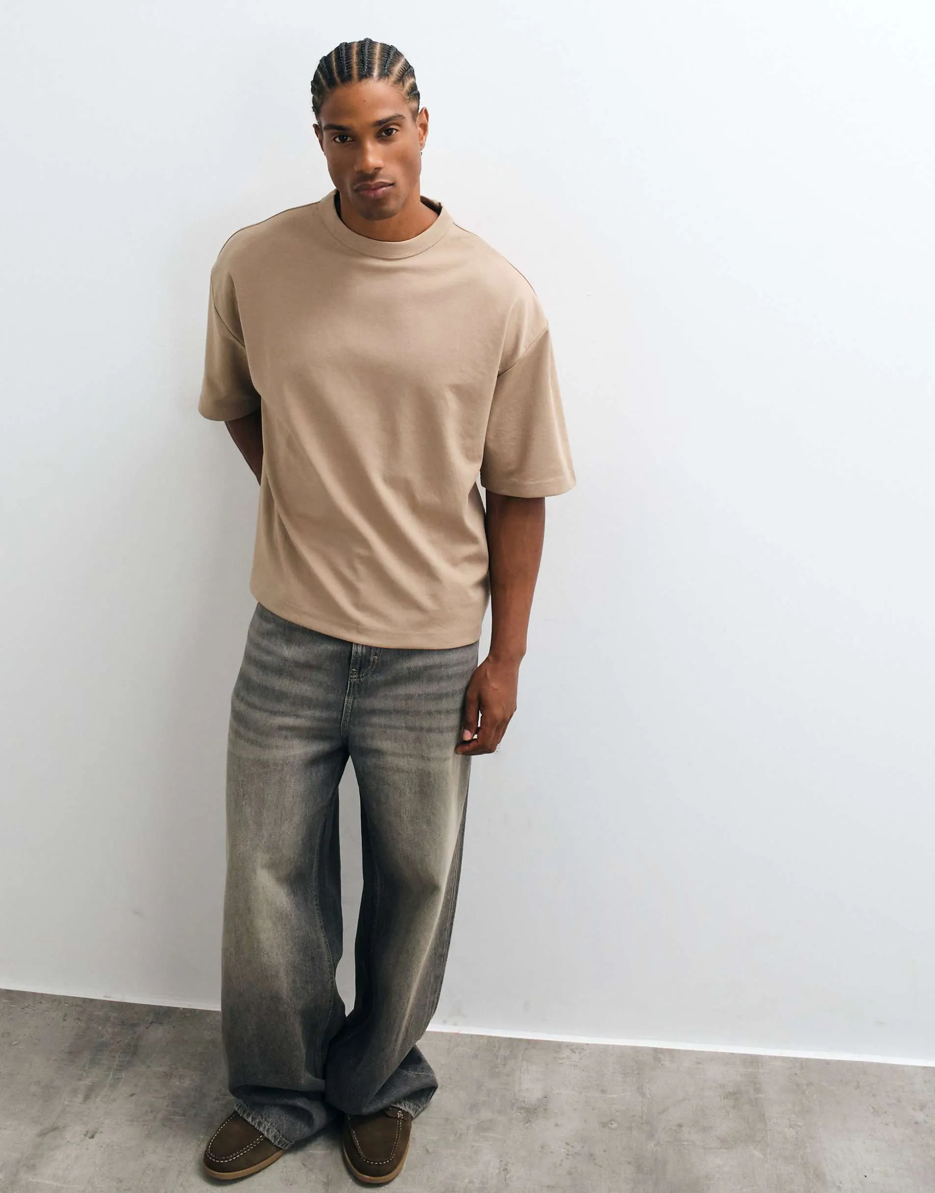 ASOS DESIGN breatheMAX™ heavyweight boxy oversized t-shirt in beige cotton blend