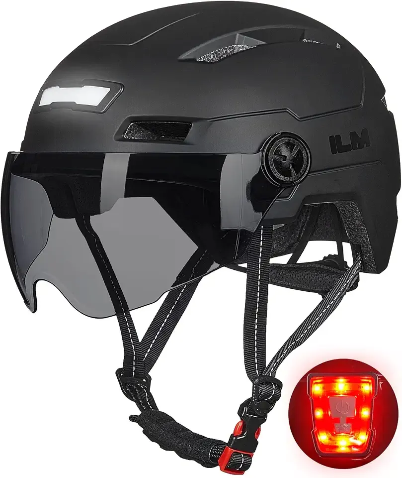 ILM Adult Bike Helmet with LED Front Back Light Bicycle Helmets E3-10L