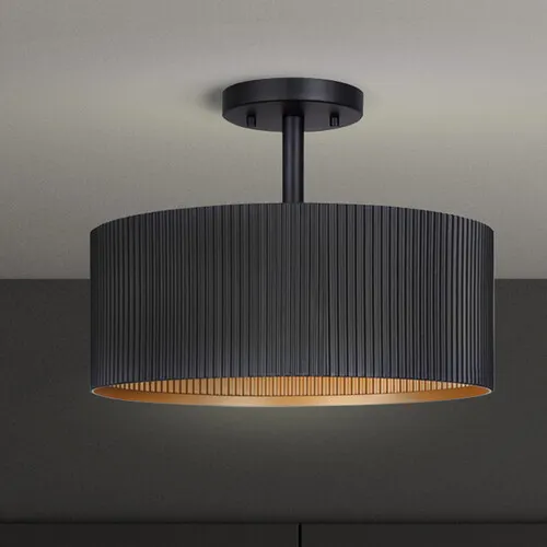 Canarm Rexton 13"W Matte Black 2-Light Semi Flush Mount Ceiling Light