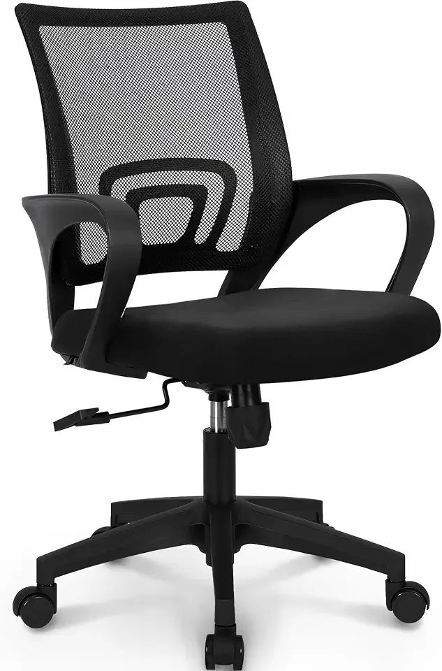 NEO CHAIR Office Desk Computer Chair Ergonomic Mesh Gaming Cushion Seat with Comfy Lumbar Mid Back Support Adjustable Height Swivel Rolling Wheels for Home Task (Mesh Black)